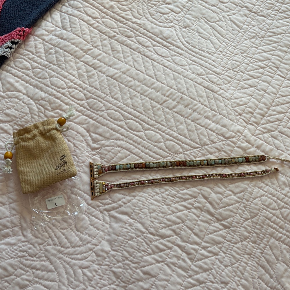 Beaded watch band with Pouch